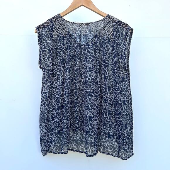 Ulla Johnson Silk Lightweight Short Sleeve Blouse Navy Blue Delicate Blouse 2 S - Picture 5 of 9
